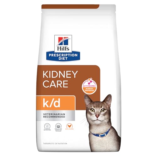 Hill's Prescription Diet k/d Kidney Care with Chicken Dry Cat Food+, Veterinary Diet, 4 lb. Bag