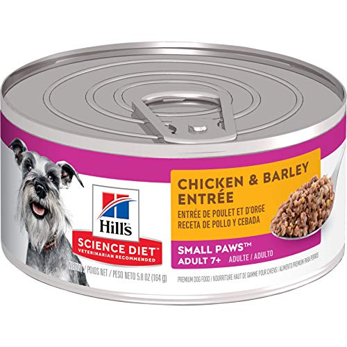Hill's Science Diet Wet Dog Food, Adult 7+ for Senior Dogs, Small Paws for Small Breeds, Chicken & Barley Recipe, 5.8 oz Cans, 24-Pack