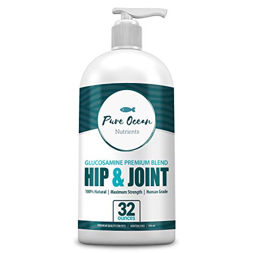 Hip & Joint Glucosamine Chondroitin Blend for Dogs, 32 Ounce; Natural Liquid Supplement, Reduces Joint Pain & Stiffness, Revitalizes Joints, Prevents Swelling, Inflammation & Improves Health