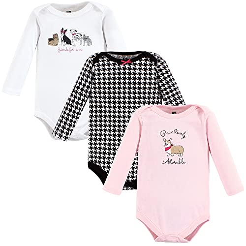 Hudson Baby Unisex Baby Cotton Long-Sleeve Bodysuits, Girl Dogs 3-Pack, 18-24 Months