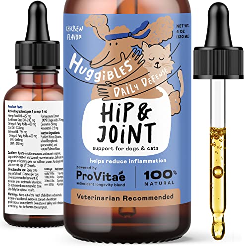 Huggibles Hip & Joint Support Supplement for Dogs & Cats – Daily Supplement for Mobility Support with Glucosamine, MSM, Chondroitin – Reduce Pain & Inflammation – Antioxidants for Longevity