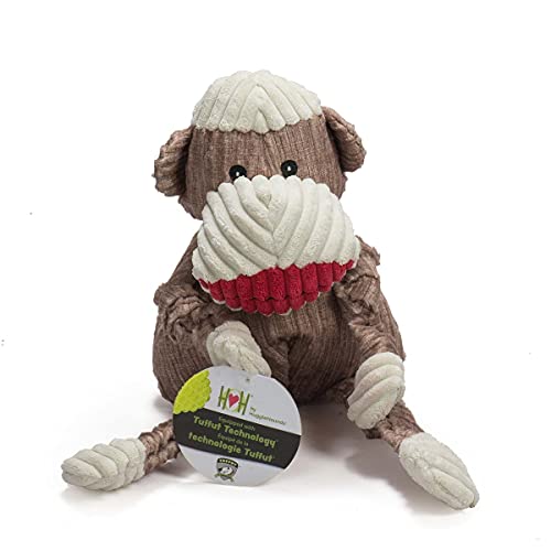 HuggleHounds Knotties Dog Toys For Large Dogs - Plush Dog Toy For Aggressive Chewers - Squeaky Interactive Puppy Toys - Soft Yet Tough, Durable Stuffed Pet Chew Toy For All Breedss | Large Sock Monkey