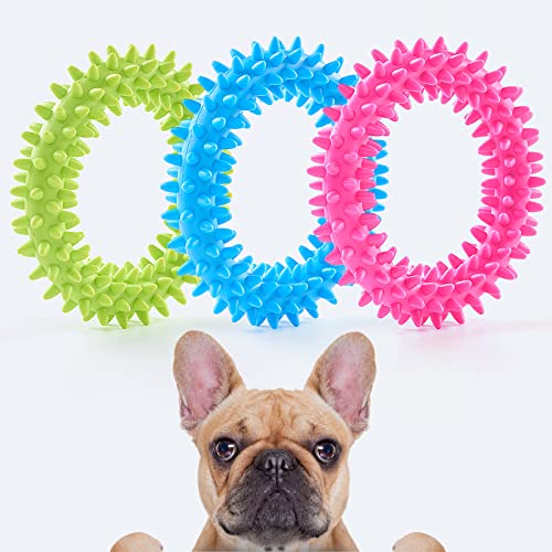 Hurray 3 Pack Puppy Teething Chew Toys for Relieve Itching and Clean Teeth - Dog Toys for Small Dogs, Puppies Dog Teething Toys - Size Small, Pet Supplies Rubber Dental Chew Toy - Up to 15 lbs