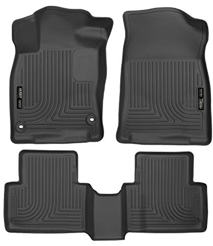 Husky Liners — Weatherbeater | Fits 2016 - 2021 Honda Civic Coupe/Sedan, 17 - 21 Civic Hatchback, 16 - 21 Honda Insight - Front & 2nd Row Liner - Black, 3 pc. | 98461