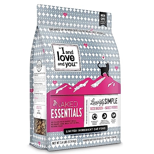 "I and love and you" Lovingly Simple Dry Cat Food, Salmon and Sweet Potato Recipe, Limited Ingredient Formula, Poultry Free, For Allergies and Healthy Skin, Grain Free, 3.4lb Bag