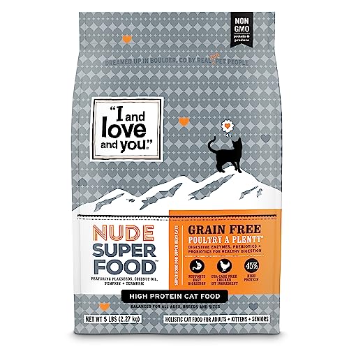 I and love and you Nude Dry Cat Food - Grain Free Limited Ingredient Kibble, 5-Pound Bag (Variety of Flavors)