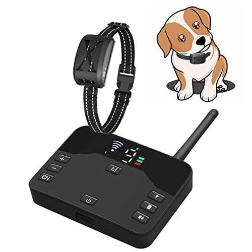 iMeshbean Wireless Dog Fence, Wireless Boundary Containment System,2-in-1 Electric Dog Fence & Remote Training Collar,Adjustable Vibration & Shock,IP65 Waterproof Training Collar (for 1 Dog)