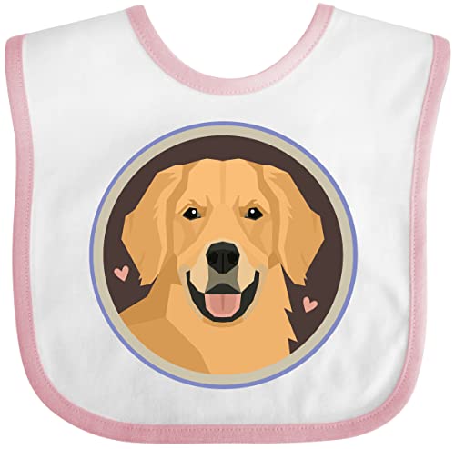 inktastic Golden Retriever Dog Baby Bib White and Pink 391ae