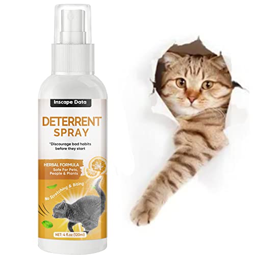 Inscape Data Cat Deterrent Spray, Effective Cat Repellent Furniture Protector, Anti-Scratch Spray with Bitter for Indoor & Outdoor Use
