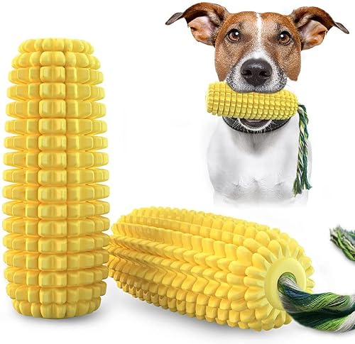 Interactive Squeaky Dog Chew Toy - Cleans Dogs Teeth - Tough and Durable for Aggressive Chewers, Suitable for Small, Medium, and Large Breeds. Features Chew Corn Stick Design