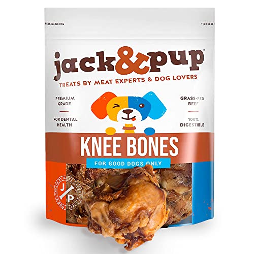 Jack&Pup Knee Bones for Aggressive Chewers | Single Ingredient Roasted Dog Chew Bones | Long Lasting DOB Bone for Dogs (10 Pack)