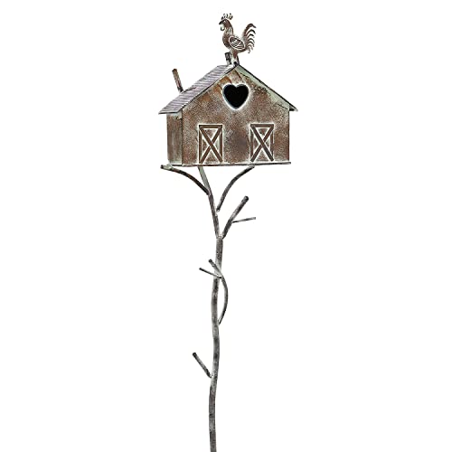 Jemeni BirdHouses for Outdoors, 55" H Metal Bird Houses on Stakes, Farmhouse Style