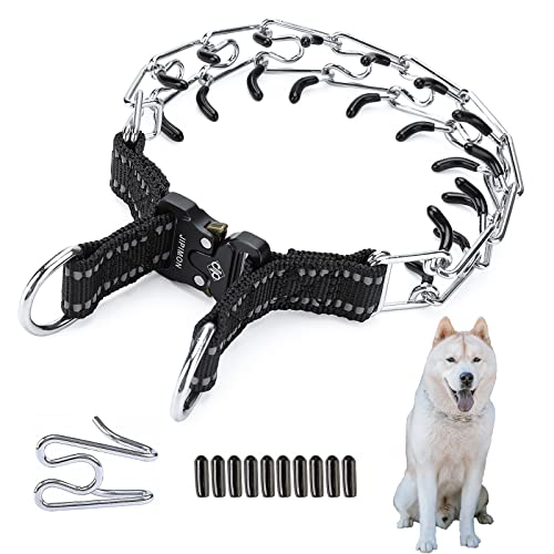 JIPIMON Prong Collar for Dogs Adjustable No Pull Dog Choke Pinch Training Collar with Comfortable Rubber Tip for Small Medium Large Dogs(Small, Black)