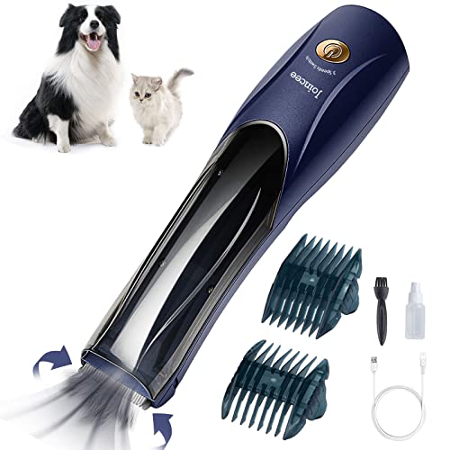 Joincee Pet Grooming Kit, Vacuum Suction 99% Pet Hair, 2 in 1 Professional Trimmer Grooming Clippers, Dog Shaver Grooming Tools with Cordless, for Cats, Dogs and Other Animals of Different Sizes…