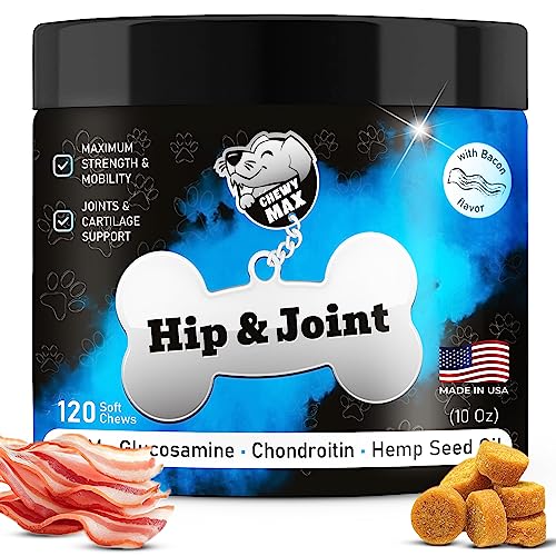 Joint Supplement for Dogs with Glucosamine - Soothing Hemp Mobility Chews W/Turmeric - Chondroitin Bites for Large & Small Breed - Suitable for Senior Dog - Hip and Joint for Dogs in 120 Chews