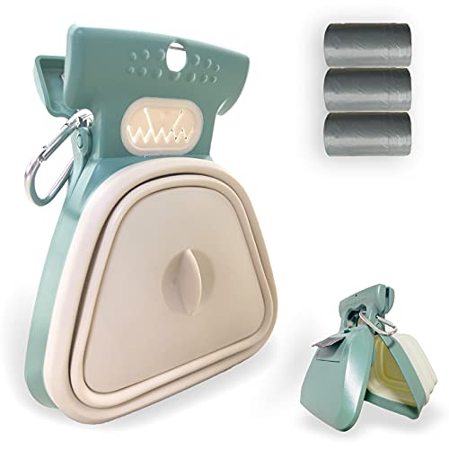 Jondarla Pooper Scooper, Portable and Handheld Size for Walking Large and Small Dogs Outside Yard or Travel Outdoors, Pup Poop Scoop with Container and 30pcs Pet Waste Bag Attachment