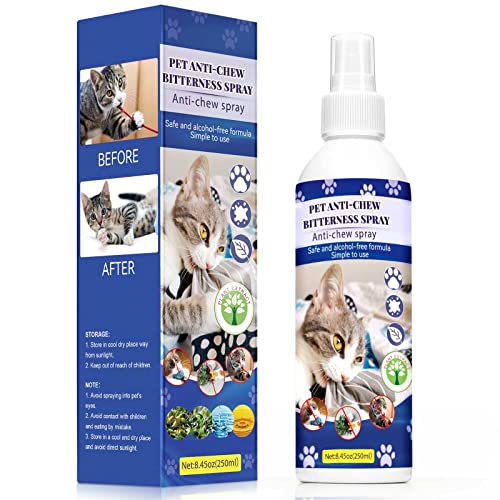 JOPROCH Cat Repellent Spray, Cat Spray Deterrent, Effective Cat Scratch Furniture, Plants, Floor Protector, Safe Formula, Suitable for Cats and Dogs-Indoor & Outdoor Use 250ML