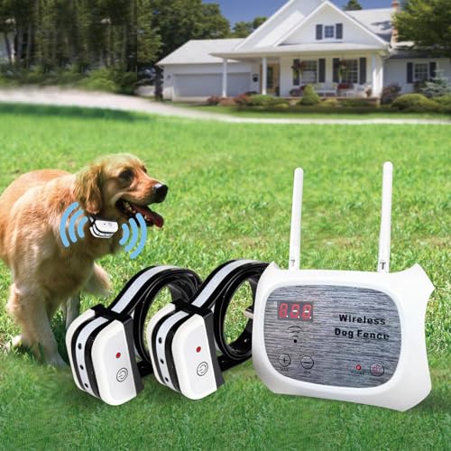 JUSTPET Wireless Dog Fence Electric Pet Containment System, Adjustable Control Range 50 to 2400 Feet, Safe Effective No Randomly Over Correction, Rechargeable Waterproof Collar Receiver