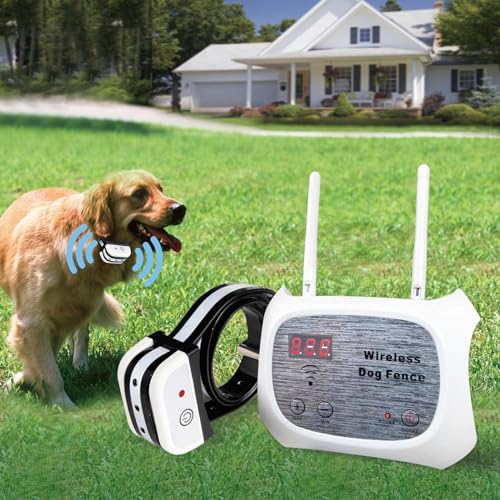 JUSTPET Wireless Dog Fence Electric Pet Containment System, Adjustable Control Range 50 to 2400 Feet, Safe Effective No Randomly Over Correction, Rechargeable Waterproof Collar Receiver