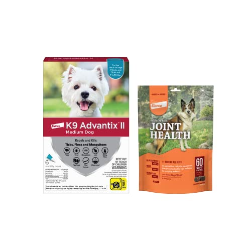 K9 Advantix II Vet-Recommended Flea, Tick, and Mosquito Prevention for Medium Dogs and Synovi G4 Joint Supplement Chews for Dogs of All Ages, Sizes and Breeds | 6-pack + 60-Count