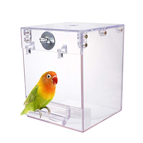 kathson Bird Bathtub for Cage, Parrot Hanging Bath Tube Shower Box Bowl Cage Accessory for Pet Birds Canary Lovebirds Budgies(Clear)