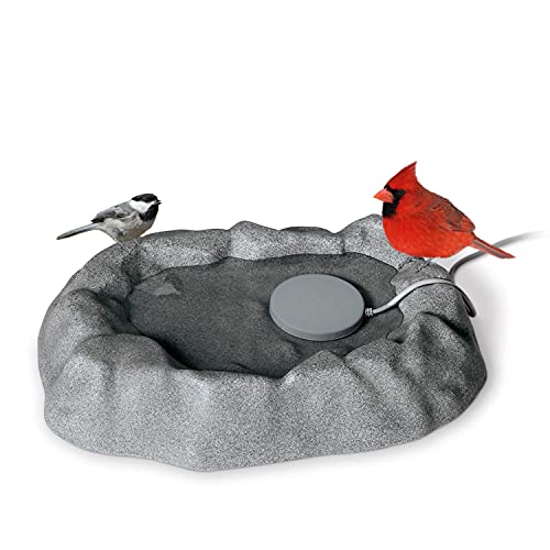 K&H Pet Products Thermo-Birdbath 1 Gallon Outdoor Heated Bird Bath for Wild Birds with Removable Birdbath Heater,Grey