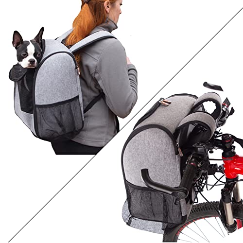 K&H PET PRODUCTS Travel Bike Backpack for Pets, Universal Bike Pet Carrier for Hiking, Walking, Camping & Cycling, Cat and Dog Portable Bicycle Backpacks, Gray 9.5 X 14 X 15.75 Inches