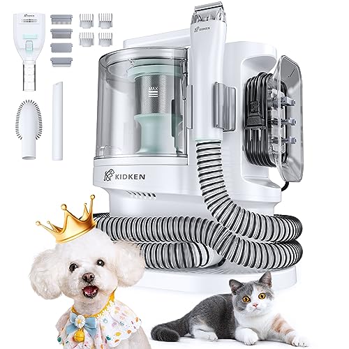 Kidken Dog Grooming Kit & Dog Hair Vacuum 99% Pet Hair Suction,Quiet-Powerful Pet Grooming Vaccum,3.3L Large Capacity Dog Grooming Vacuum with 4 Proven Grooming Tools for Dogs Cats and Other Animals