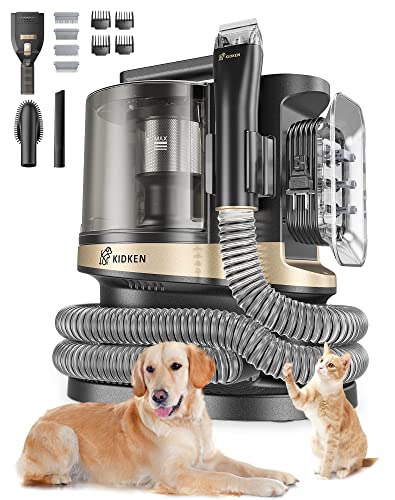 Kidken P3 Pro Pet Grooming Vacuum Suction, Low Noise Dog Kit & Suction 99% Hair, 3.3L Large Electric Clippers with Tools for Dogs Cats and Other Animals