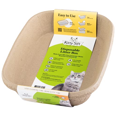 Kitty Sift (6-Pack) Disposable Cat Litter Box, Sustainable, Clean - Large, 6-Pack