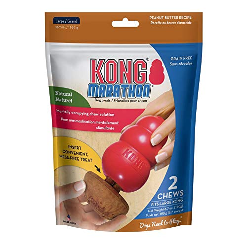 KONG Marathon - Large Dog Toy Chewy Treat - Peanut Butter Flavor, Grain Free - 2 Pack