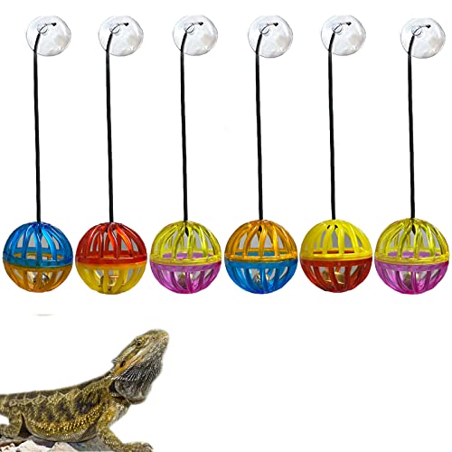 Koomduk 6 Pack Bearded Dragon Toys, Accessories, Balls Bell,Fit for Lizard Small Reptile Habitat Terrarium Tank