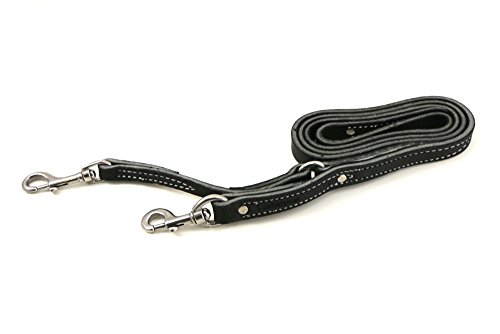 Leerburg Amish Leather Prong Collar - Leash - Black - 4 ft x 3/4 in w/Stainless Steel Hardware