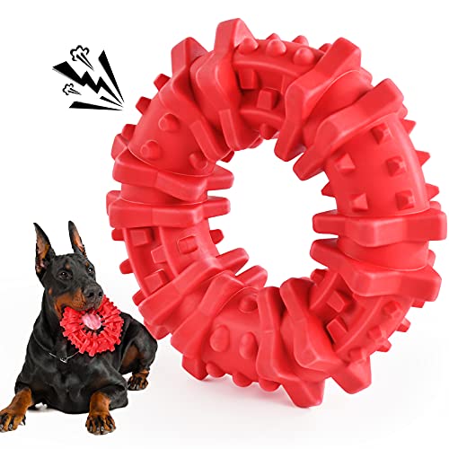 LEGEND SANDY Chew Dog Toys for Aggressive Chewers Large Breed, Ring Rubber Dog Chew Toys Indestructible Dog Toys for Large Dogs Squeaky Toys Durable Dog Toy for Medium Dog Tough Pet Toys