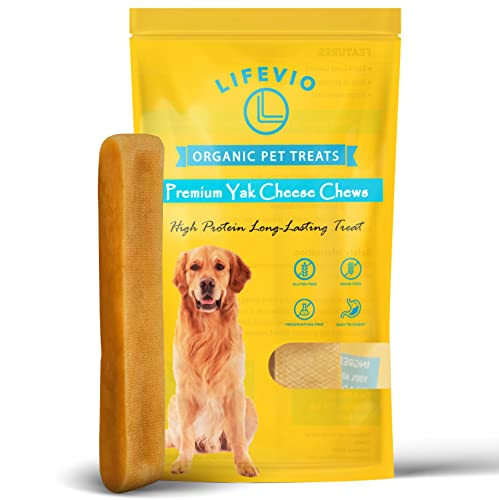 LIFEVIO Premium Himalayan Yak Cheese Dog Chews - Long-Lasting Stick | 100% Natural, Made with Himalayan Yak Milk, Pink Salt, and Lime Juice | Perfect Pet Treats for All Dogs (1 Stick - Large)