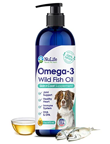 Liquid Fish Oil for Dogs with Omega 3, 6 & 9 Fatty Acids, Wild Caught from Iceland, Skin and Coat Supplement for Shedding, Itchy Skin, Allergies, Brain and Heart Health, Rich in EPA + DHA - 16 oz