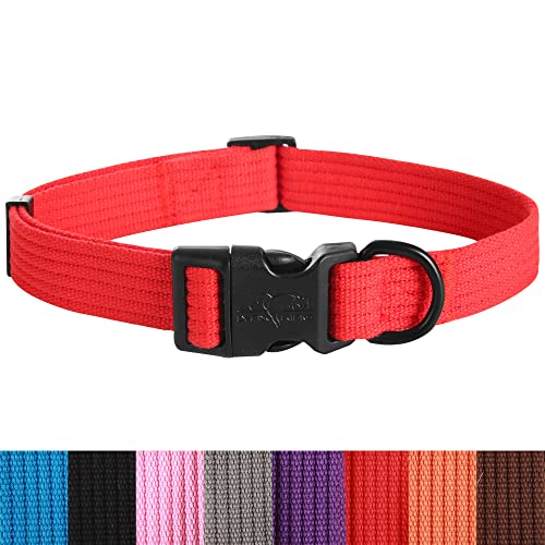 lynxking Dog Collar Soft Padded Breathable Cotton Solid Color Strong Adjustable Pet Collar for Little Puppy