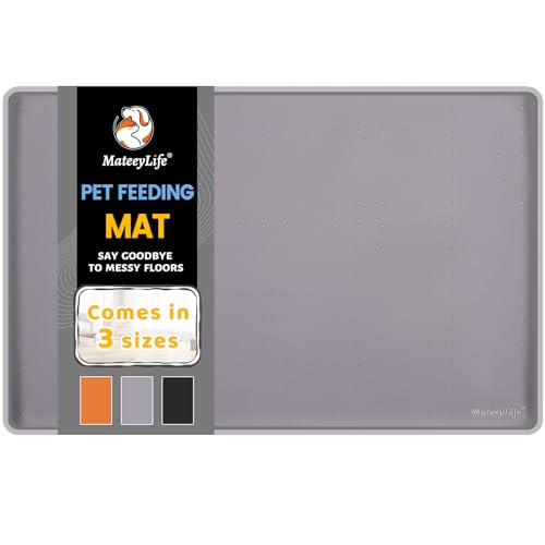 MateeyLife Silicone Cat & Dog Food Mat for Floors Waterproof, Anti-Slip Dog Bowl Mats for Food and Water, Pet Feeding Mats with Lip to Prevent Spills, Pet Placemat for Messy Drinkers to Protect Floors