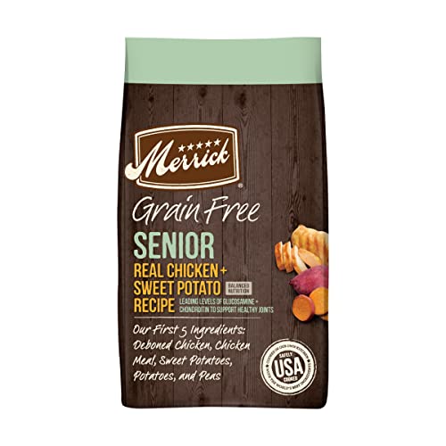 Merrick Senior Dry Dog Food, Real Chicken and Sweet Potato Grain Free Dog Food Recipe - 22 lb. Bag