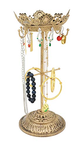 Metal Jewelry Organizer Tower Necklace Tree Bracelet Display Stand w/Hairclip Holder w/Jewelry Organizer w/Jewelry Tree (Bronze)