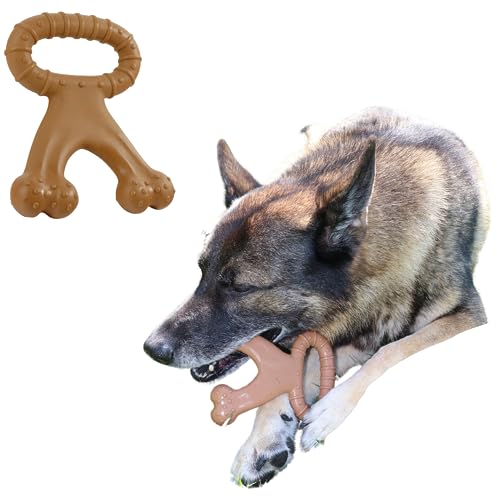 Mias Pawsome Pets German Shepherd Tested Wishbone: Beef Flavor Indestructible Dog Chew Toy for Aggressive Chewers, Tough & Durable Interactive Toy for All Breeds and Sizes, Alleviates Boredom