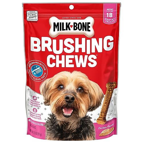 Milk-Bone Original Brushing Chews, 18 Mini Daily Dental Dog Treats (Pack of 5)