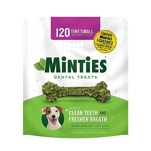 Minties VetIQ Dog Dental Bone Treats, Dental Chews for Tiny/Small Dogs (Under 40 lbs), 120 Count