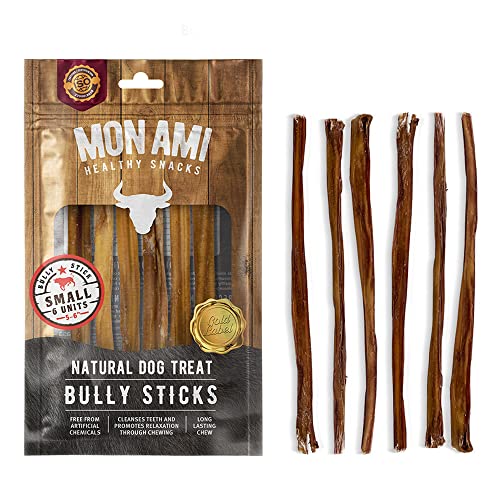 Mon Ami Small Bully Sticks for Large and Small Dogs (5-6 inches, Pack of 24) - Grass Fed Dog Treats - Bully Sticks Natural Dog Treat