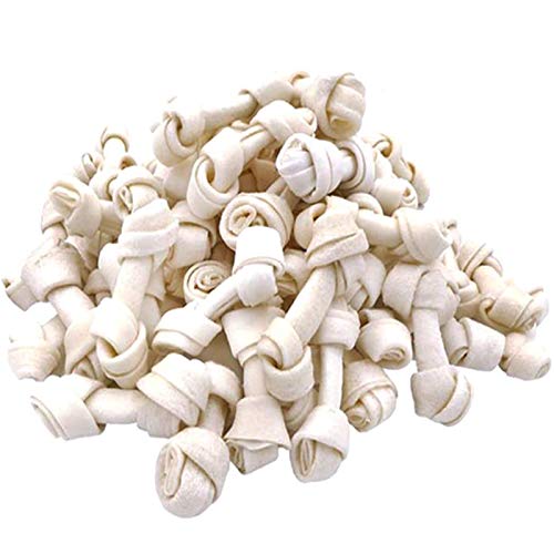 MON2SUN Dog Rawhide Knot Bones Mini Bones Rawhide for Dogs Dog Chews Natural 2.5 Inch 60 Count for Puppy and Small Dogs