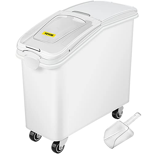 Mophorn 21 Gallon Food Storage Containers 500 Cup Ingredient Bin with Scoop and Sliding Lid Commercial Food Container Ideal for Rice storage, Dog Food Container, Flour and Sugar Containers, White