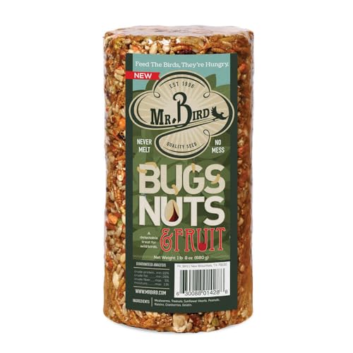 Mr Bird's Bugs Nuts & Fruit Cylinder Block 24 oz Bird Seed Feed