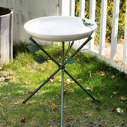 MUMTOP Antique Bird Bath,16 Inch Lightweight Polypropylene Birdbath Bowl with Metal Stand for Garden Yard Lawn Outdoor Decor