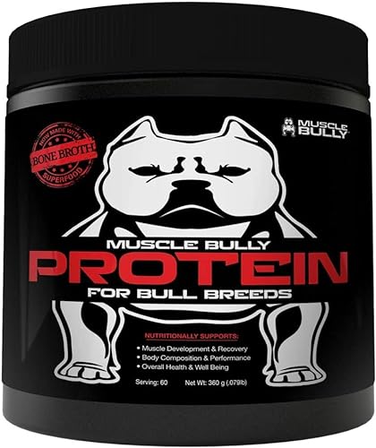 Muscle Bully Protein Supplement for Dogs - Supports Muscle Growth, Size and Recovery. Formulated for Bull Breeds (Pit Bulls, American Bullies, French Bulldogs & Bulldogs) (60 Servings)