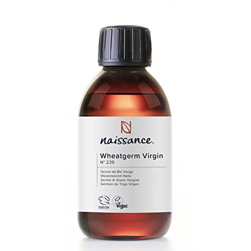 naissance Virgin Wheatgerm Oil 8 fl oz - Pure & Natural, Cold Pressed, Vegan, Hexane Free, Non GMO, Cruelty Free - Moisturising for Dry and Damaged Skin